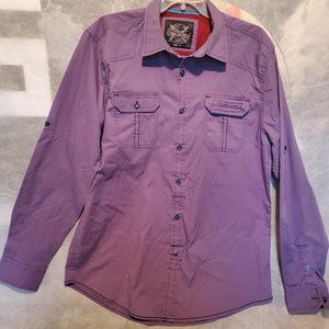 Mens Drill Clothing Comp Purple Large Long Sleeve Button Up Dress / Casual Shirt